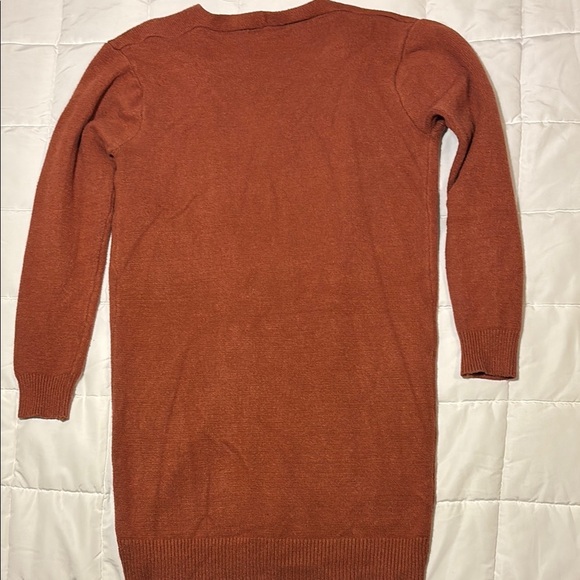 Rust Long Cardigan Pocket Sweater size S - Picture 7 of 9